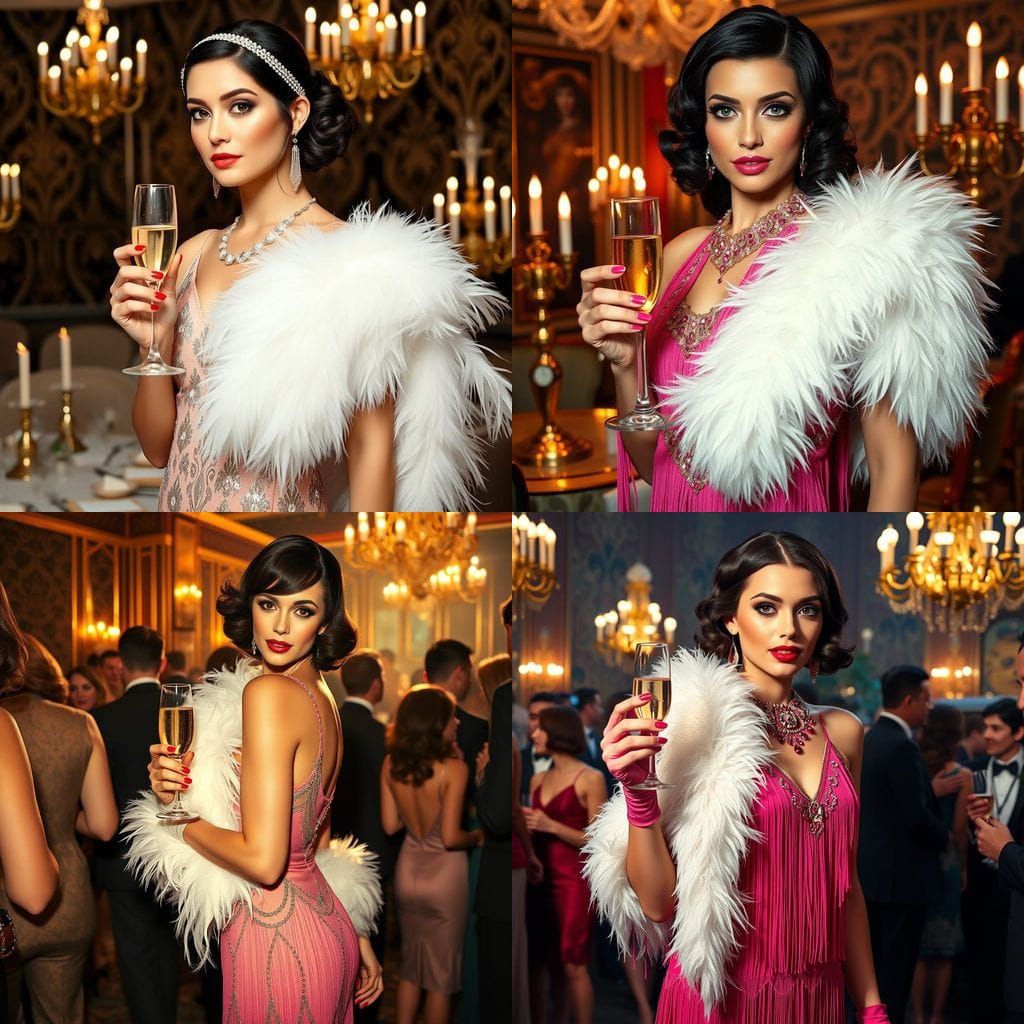 Gatsby Era Flapper Girl Attends Lavish Party in Art Deco Sty...