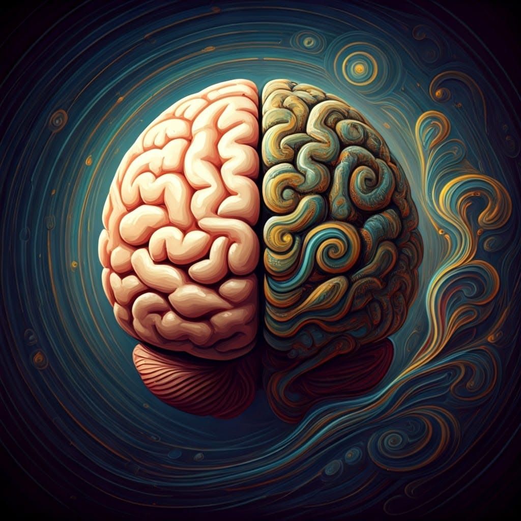 Surreal Brain Landscape in Melting Realism Style