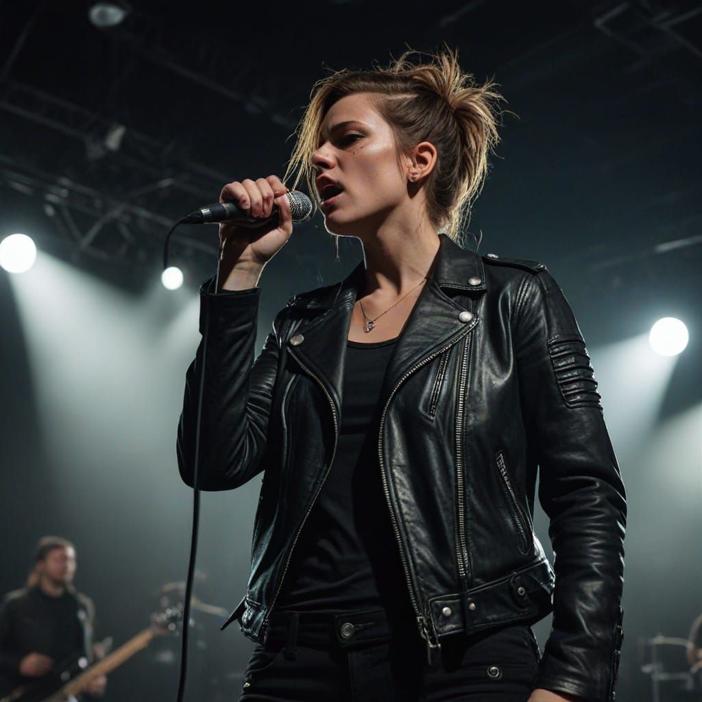 Confident Rocker Shines on Stage in Moody, High-Contrast Lig...