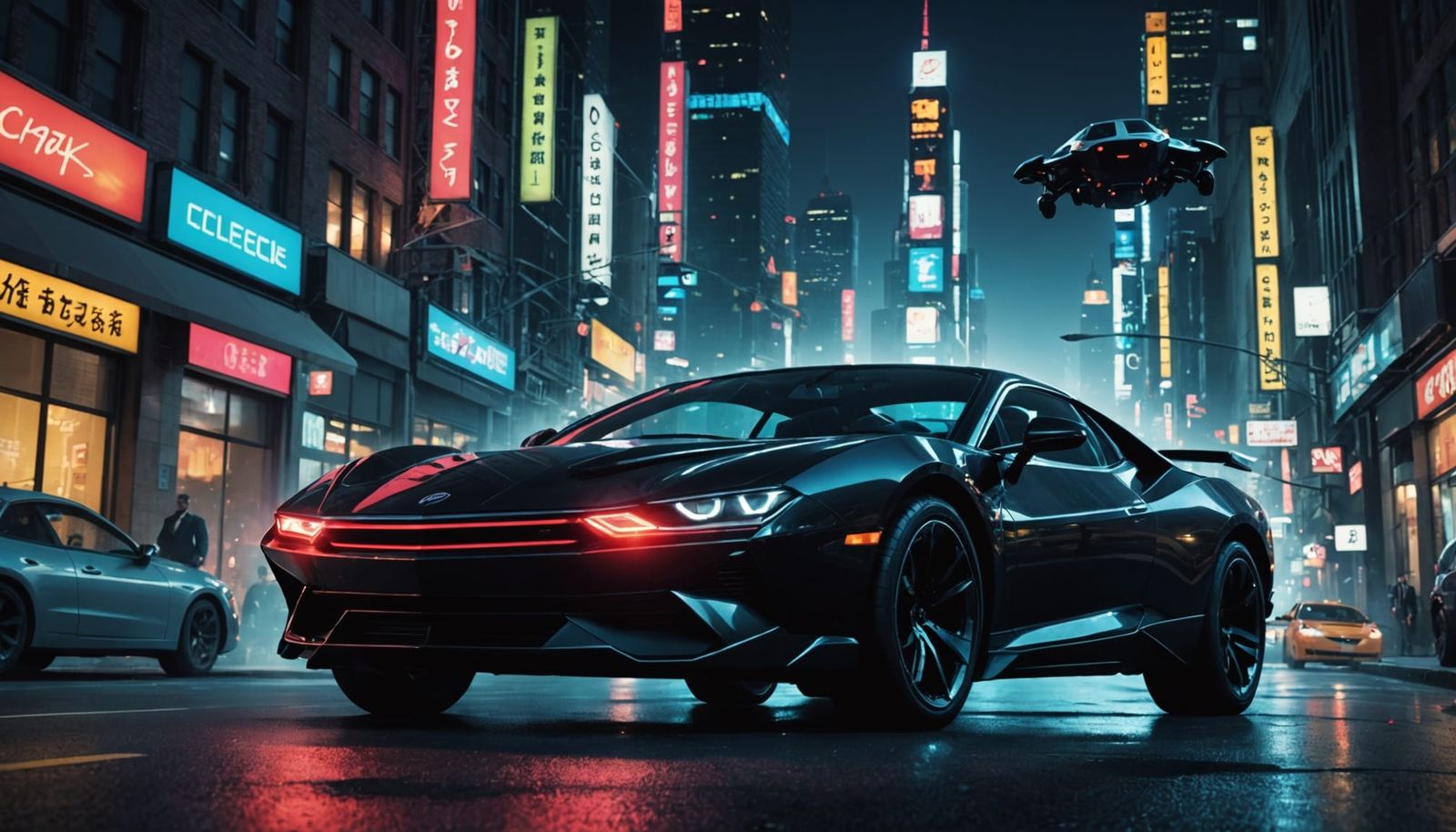 MIB Agent Chase in Neon City, Sci-Fi Style