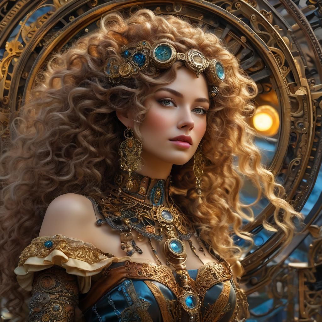 Steampunk Woman Portrait with Ethereal Glow