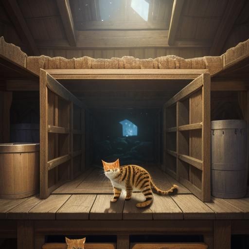 Cute Tabby Kitten with Orange Eyes in Barn