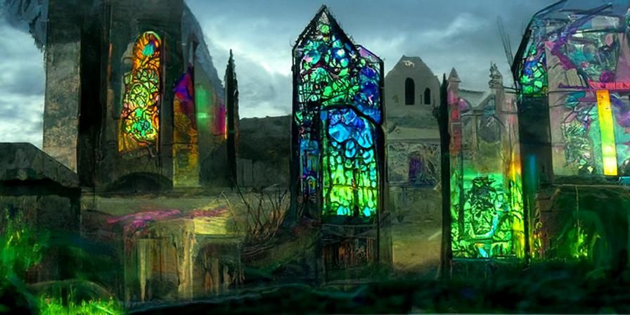 Stained Glass Castle of Dreams: Astral Illustration