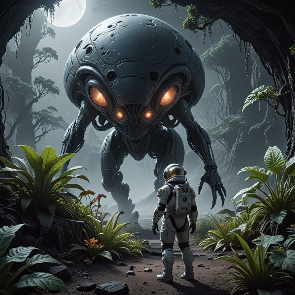 Astronaut Finds Glowing Crystal Garden on Alien Moon