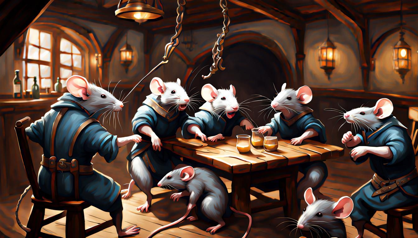 Rats Brawl in High Fantasy Tavern