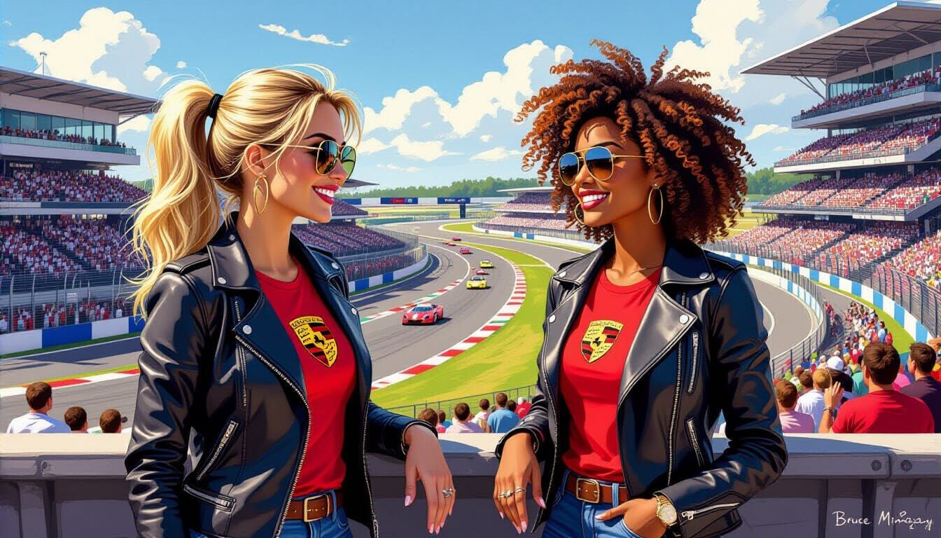 Two Women Chatting at Circuit de la Sarthe Race Track
