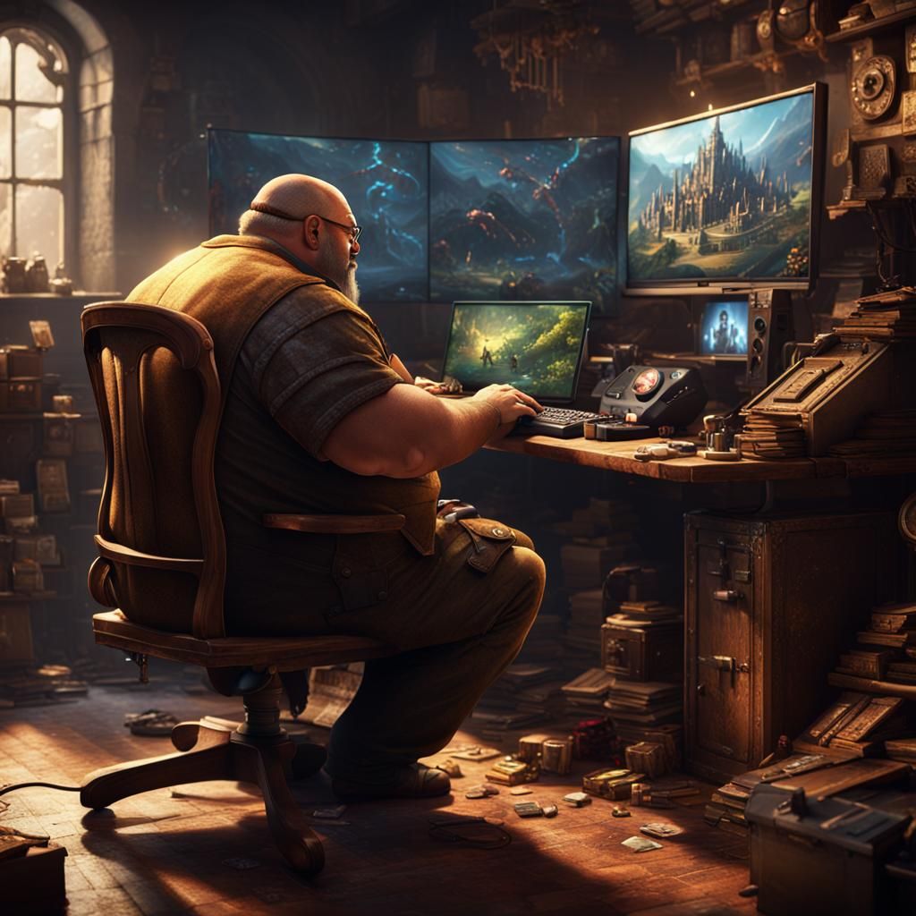 Disgusting Fat Gamer: Detailed Digital Matte Painting