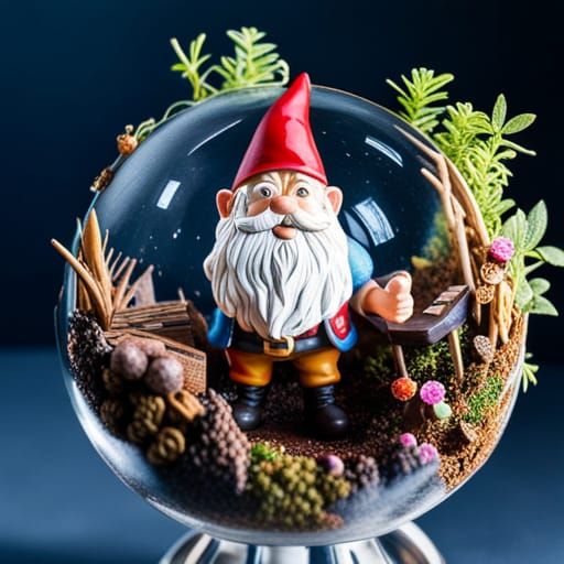 Miniature Gnome Village in Crystal Globe