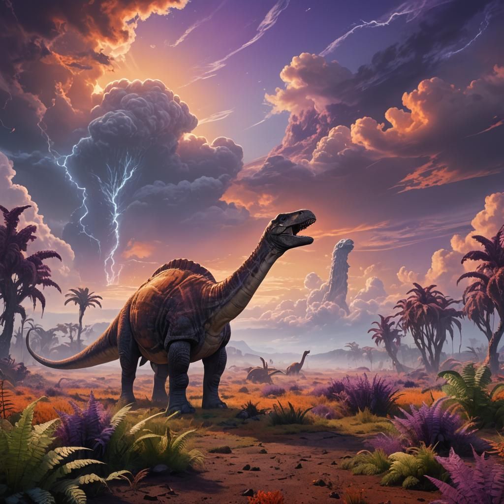 Apatosaurus in a Desolate Landscape: Fantasy Concept Art