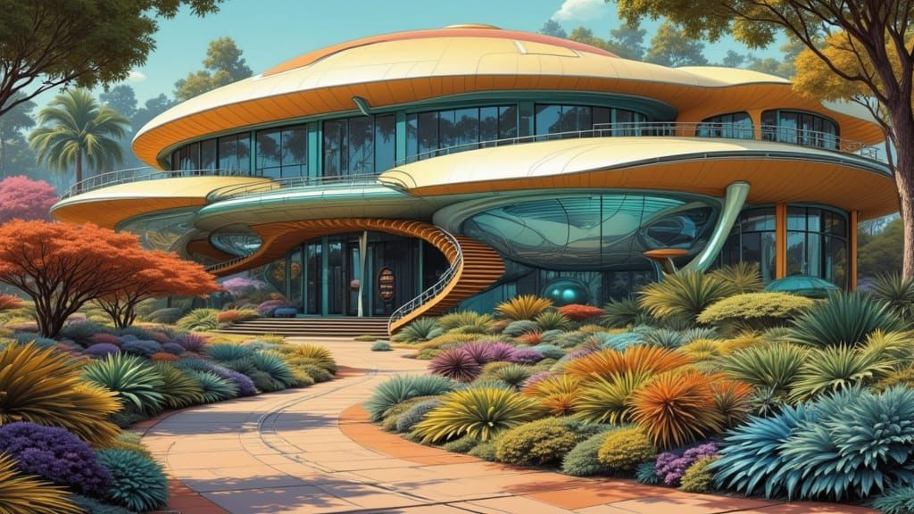 Retro-Futuristic Jungle Home in Googie Style