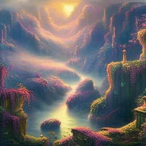 Overgrown City Ethereal Fantasy Digital Painting