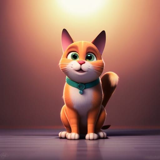 Pixar-Style 3D Cat Digital Art