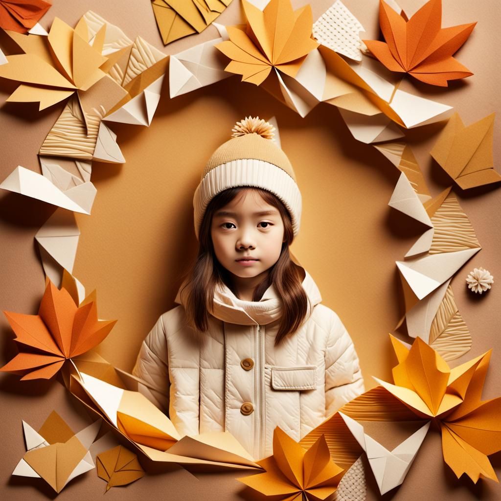Autumn-Inspired Collage Portrait with Paper Textures