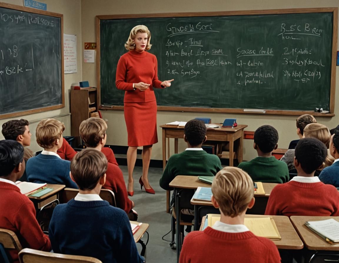 Classroom Scene: Teacher Delivers Stern Lecture