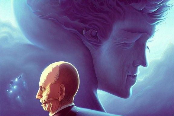 Sci-Fi Fantasy Man with Two Faces Painting