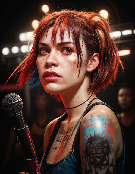 Post-Apocalyptic Punk Rocker in Neon-Lit Chaos