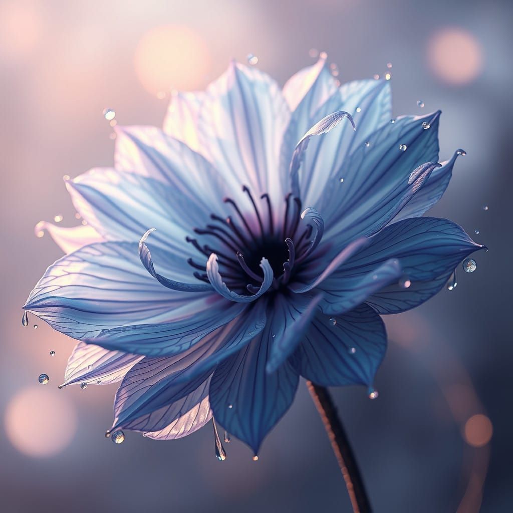 Dreamlike Flower in a Fantastical Nighttime Sky