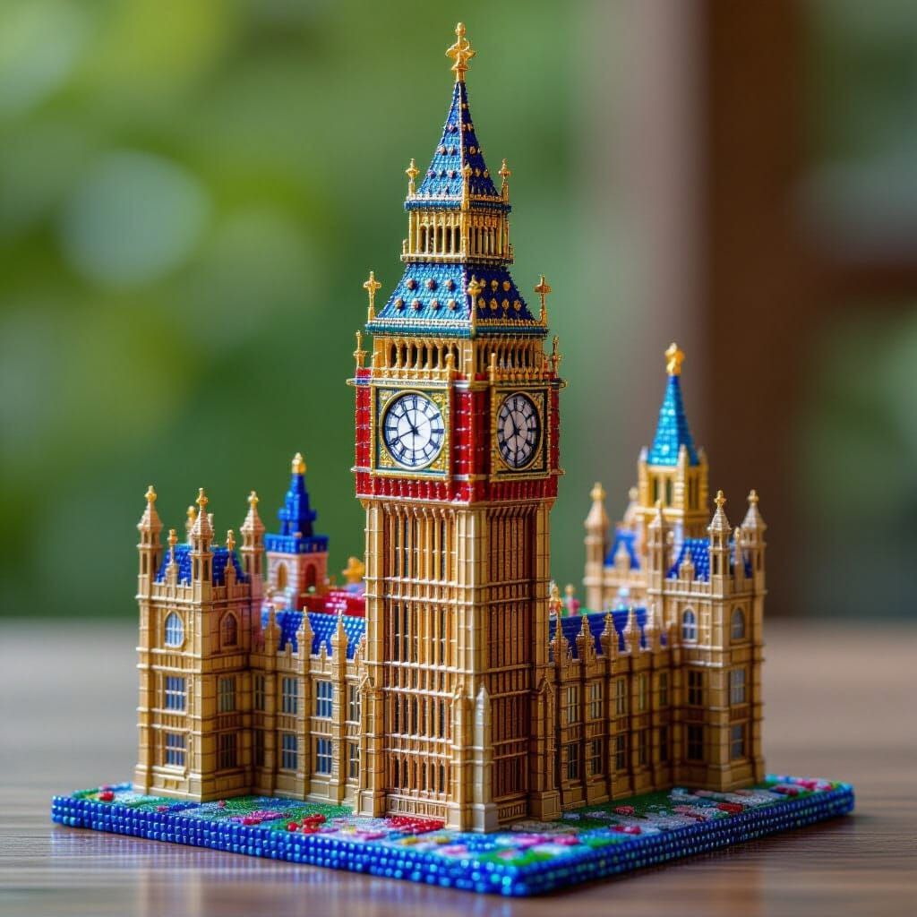 Miniature Beaded Big Ben in Miyazaki Style