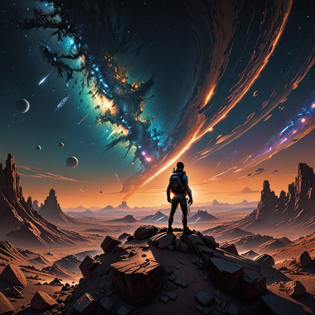 MIB Agent Contemplates Cosmic Vastness in Graphic Novel Styl...