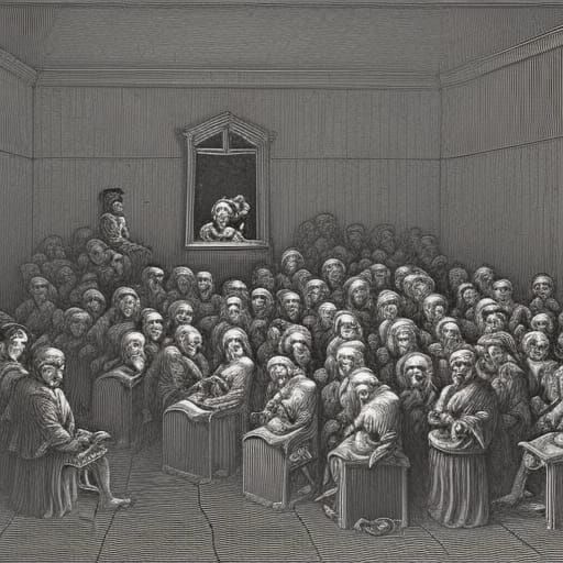 Frankenstein's Monster in Classroom: Horror Art