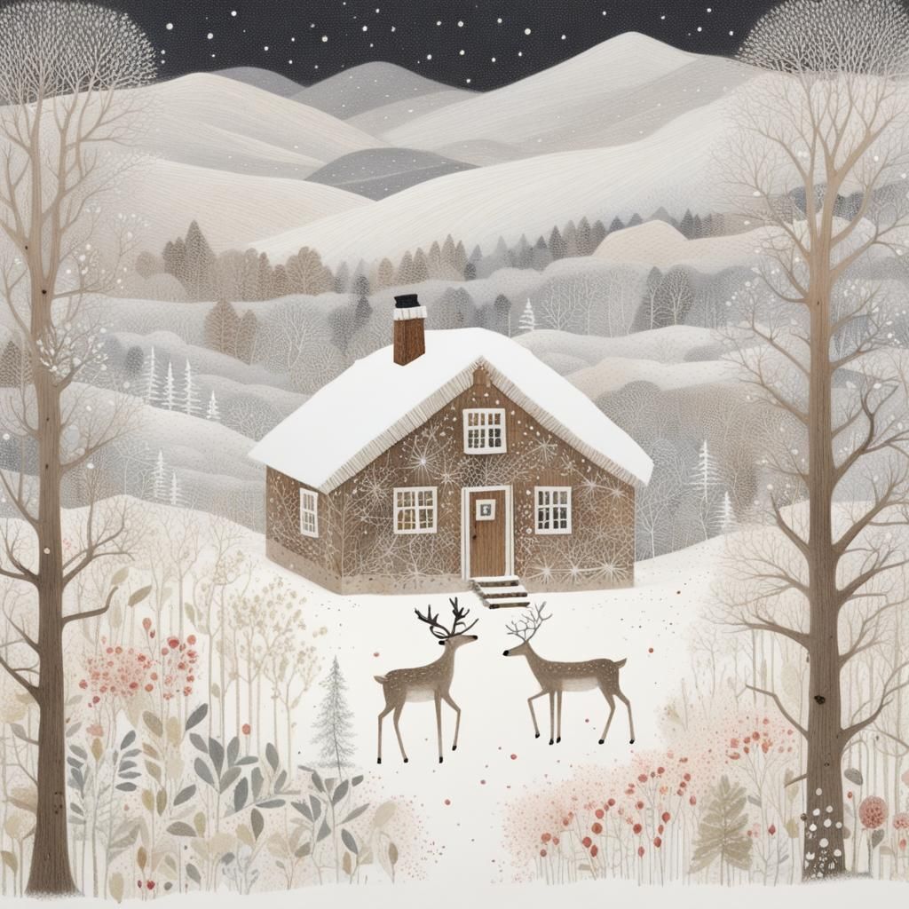 Cozy Cabin in Mountains with Reindeer