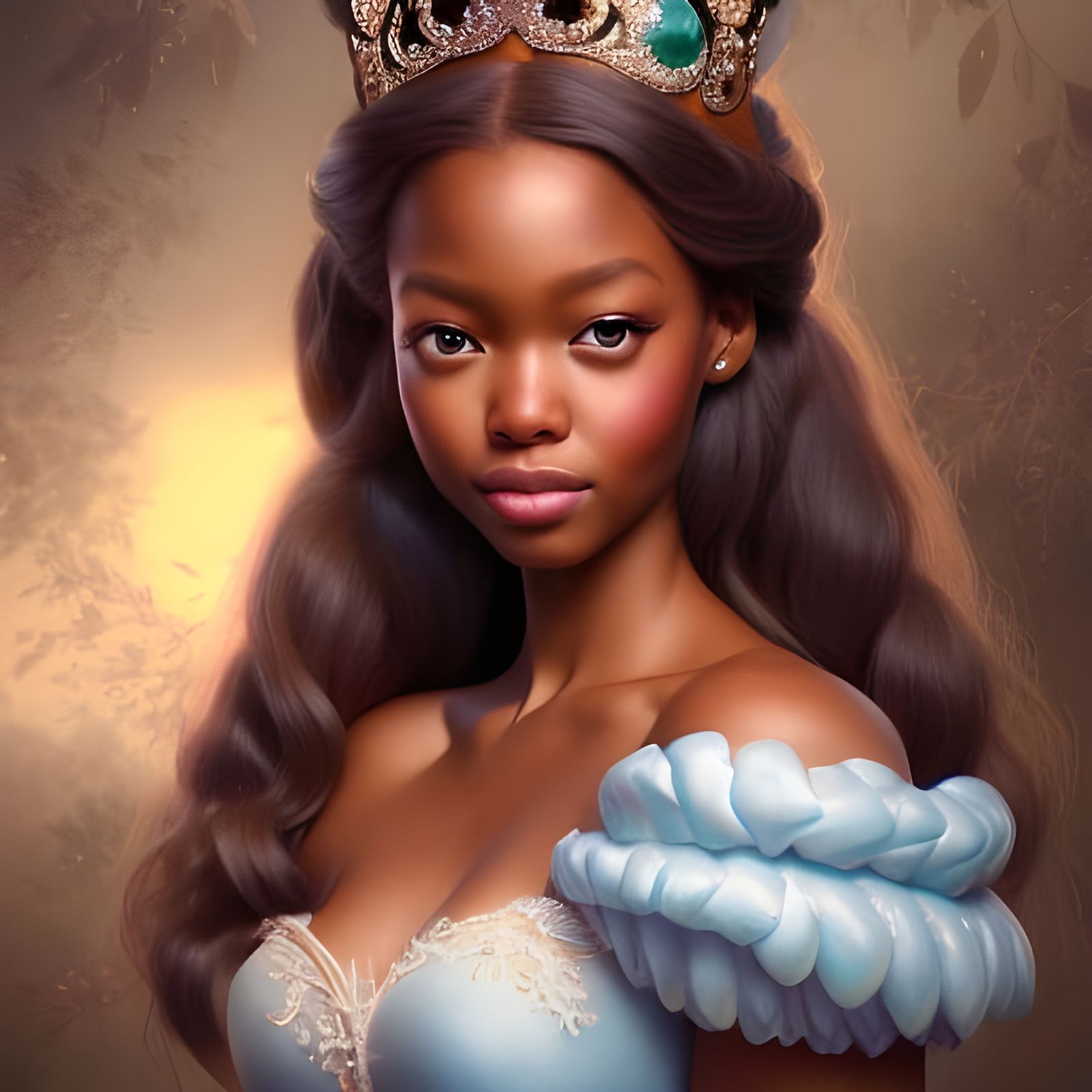 Detailed Portrait of Princess Tiana in Cafe