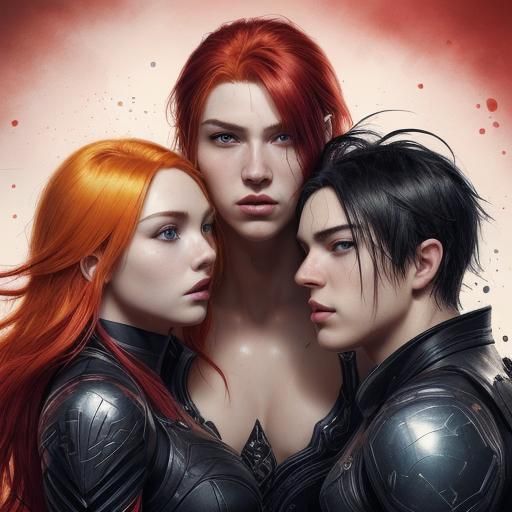 Hyperrealistic Threesome Splash Art Concept