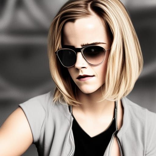 Blonde Woman with Sunglasses and Gun