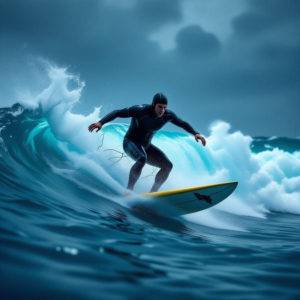 Shark Attacks Surfer in Turbulent Ocean Waves