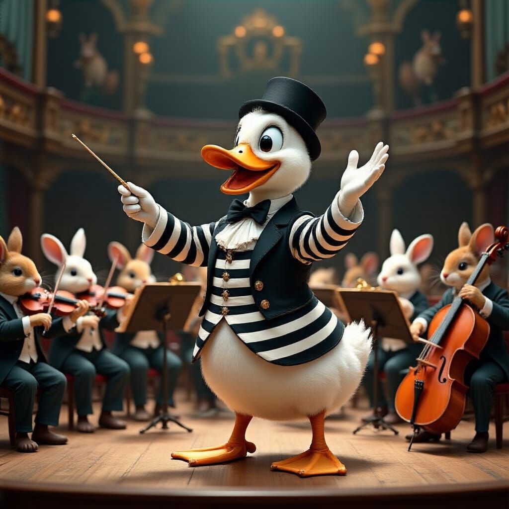 Duck Conductor Leads Animal Orchestra in Concert Hall