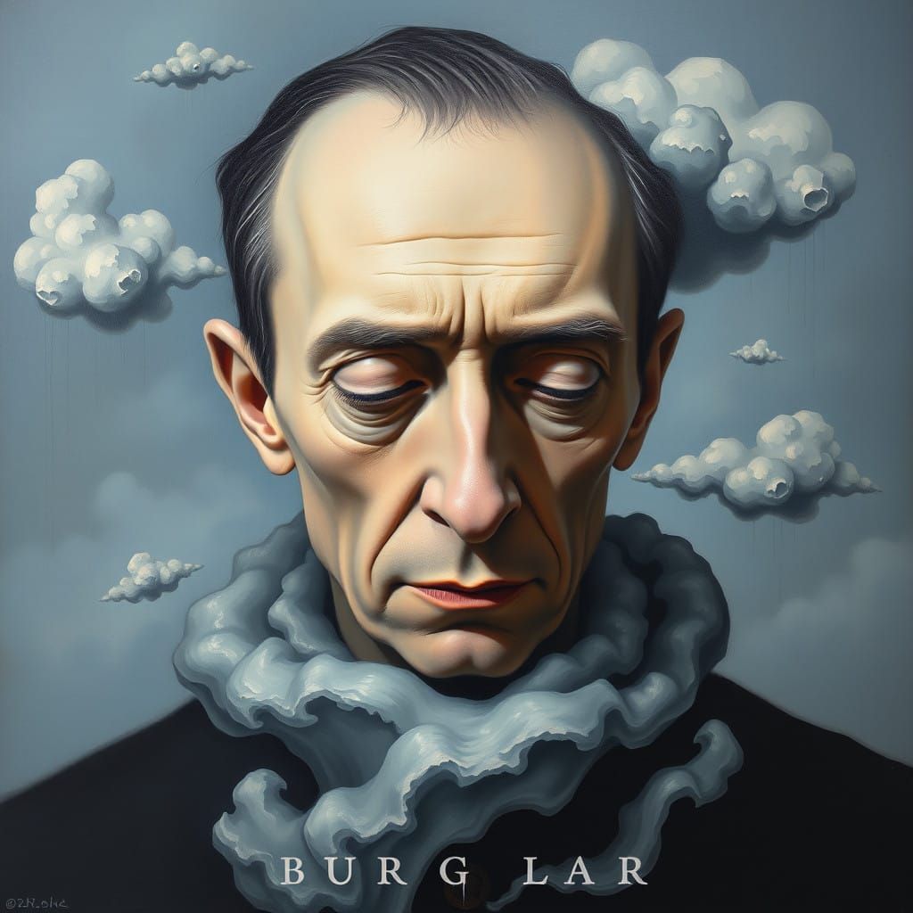 Surrealist Portrait of Burg Lar in Desolate Grey Blue Haze