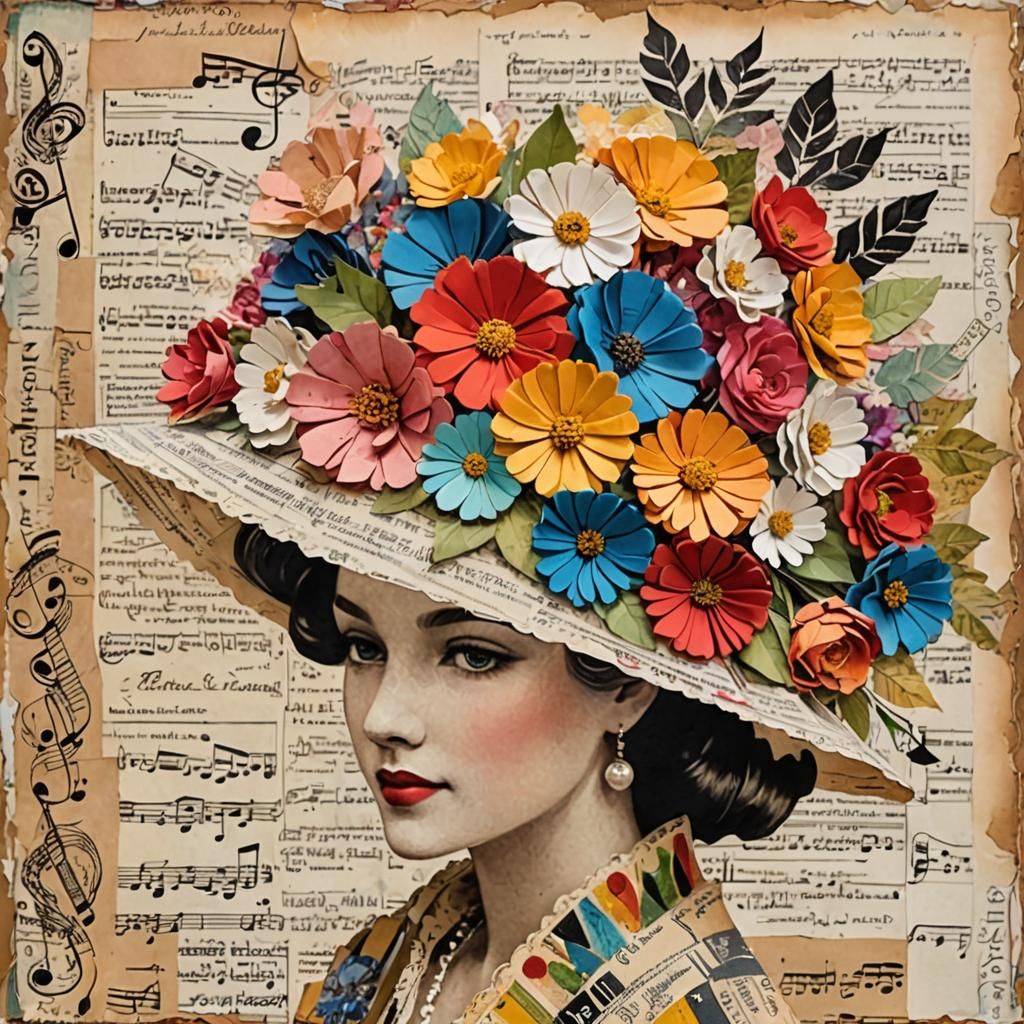 Elegant Ladies Mixed Media Collage Painting