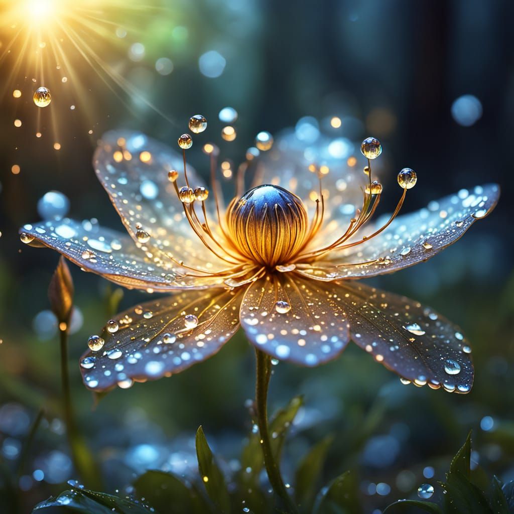 Magical Flower with Dancing Fairies in Dreamlike Fantasy Art