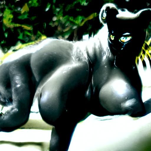 Black Goddess with Lions and Jaguars