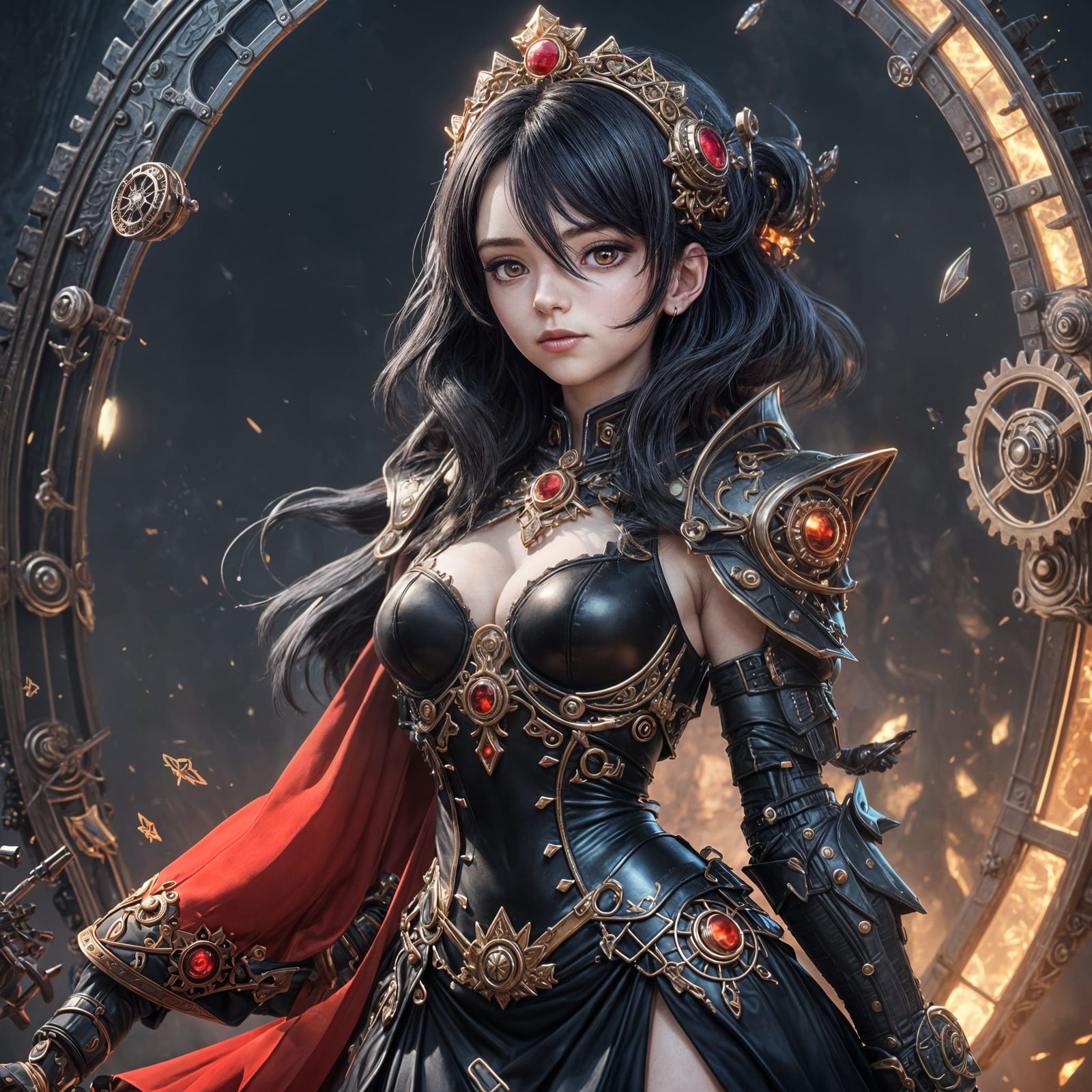 Techno-Goth Princess in Steampunk Armor