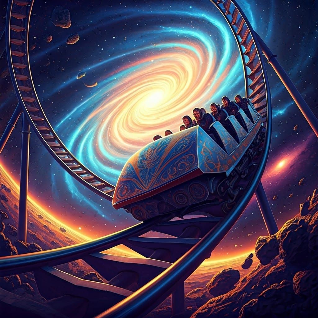 Cosmic Roller Coaster Through Astral Dreamscape