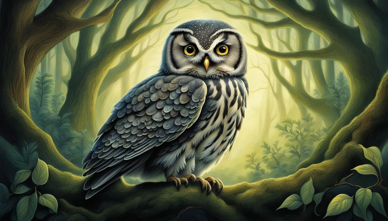 Mystical Forest: Whispering Trees and the Owl