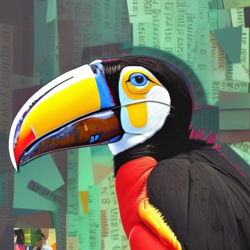 Toco Toucan Collage in Punk Style