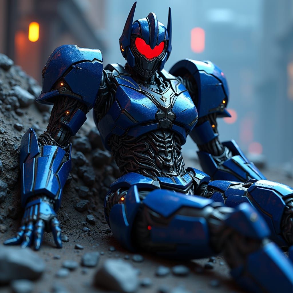 Navy and Black Transformer in Fantasy Concept Art