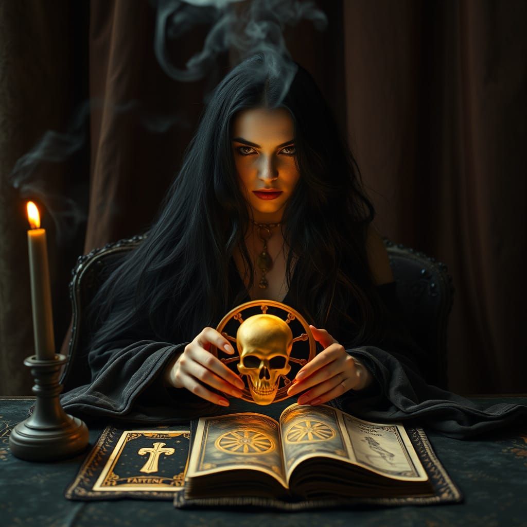 Mystical Witch Confronts Destiny in a Haunting, Velvet-Drape...