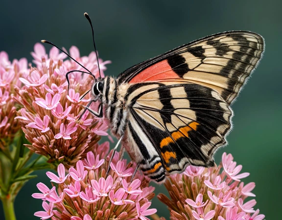 Macro Photo: Jersey Tiger Moth Feeding on Pink Flower