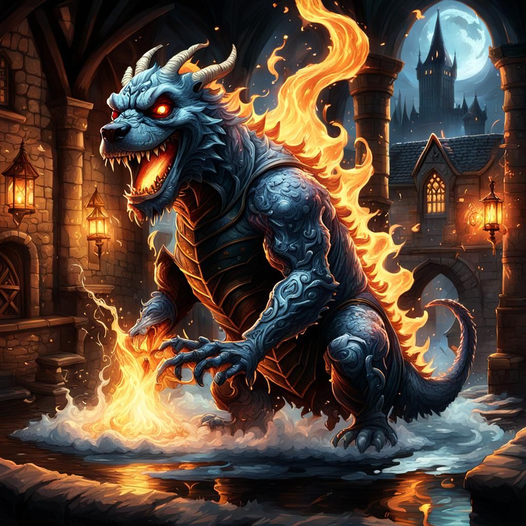 Fiery Monster Doused in Medieval Lab