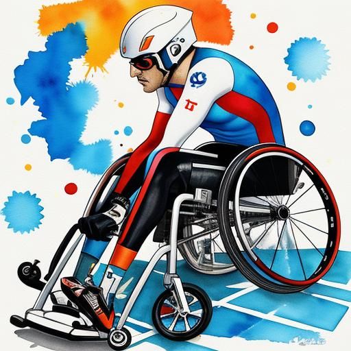 Paralympic Wheelchair-Cycling: Pop-Art Watercolor