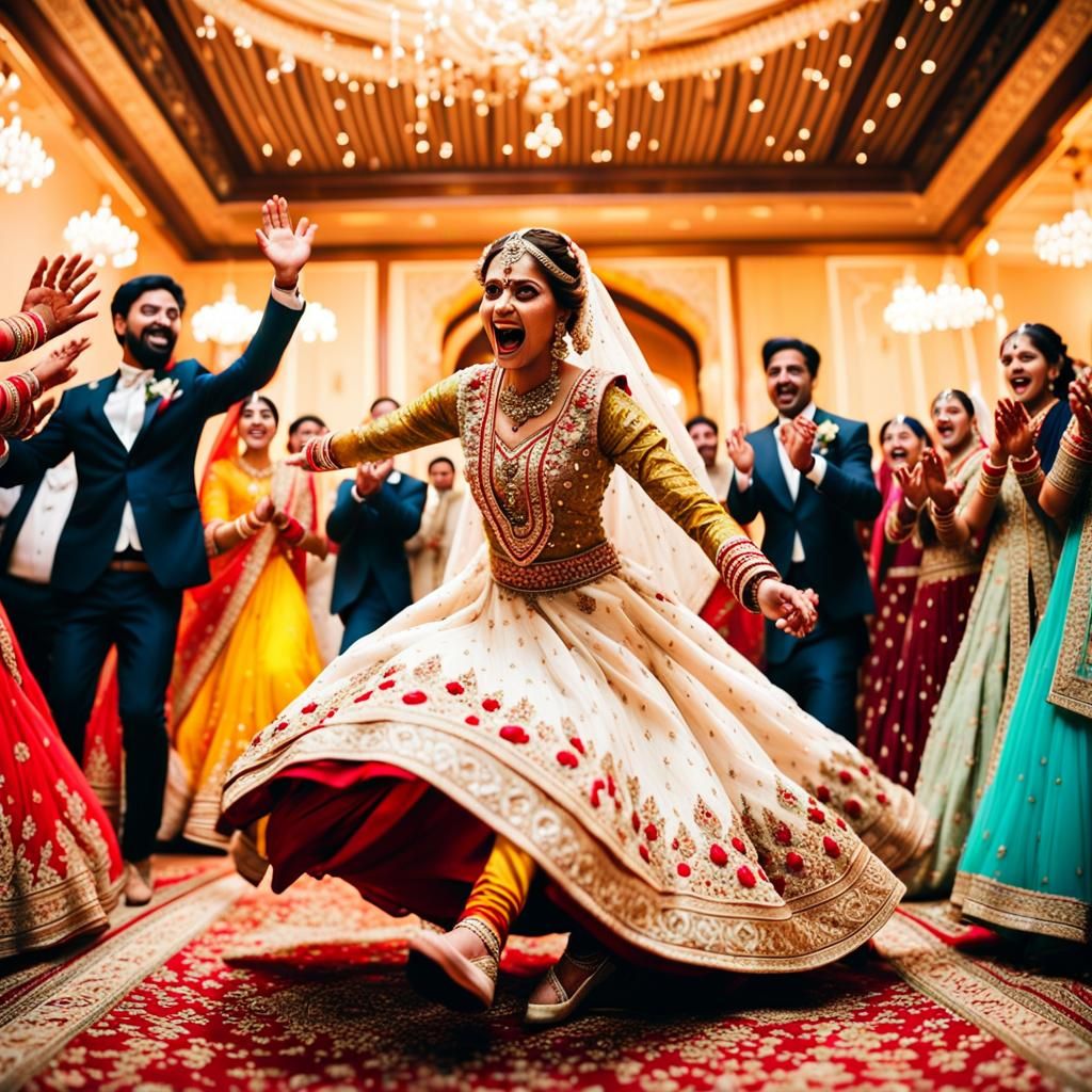 Comical Pakistani Wedding Scene in Cinematic Style