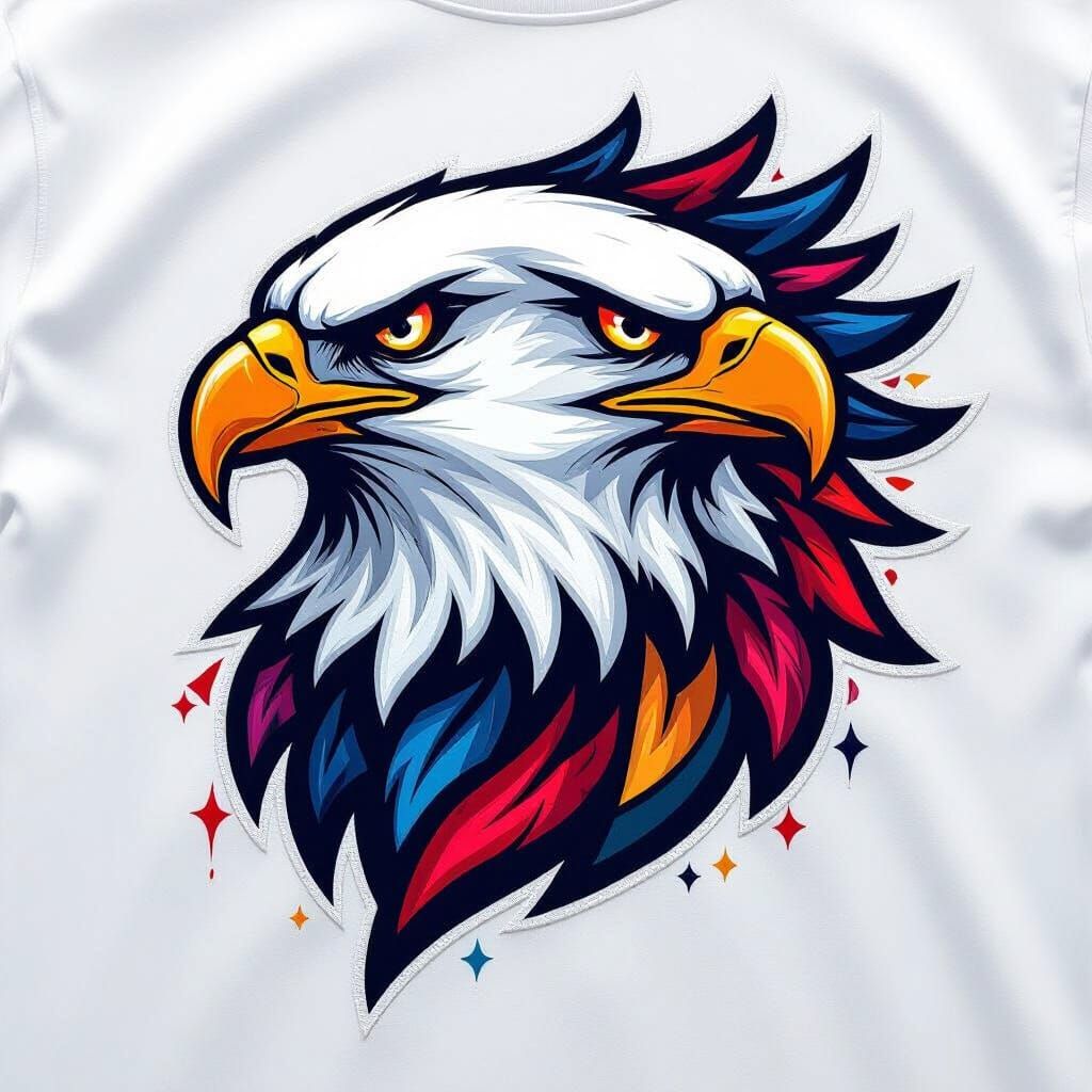 Majestic White Eagle Logo on Sports Jersey Sleeve