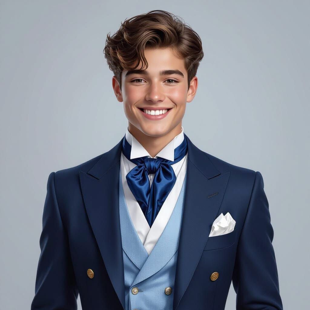 Teenage Boy in Business Attire with Silk Ascot