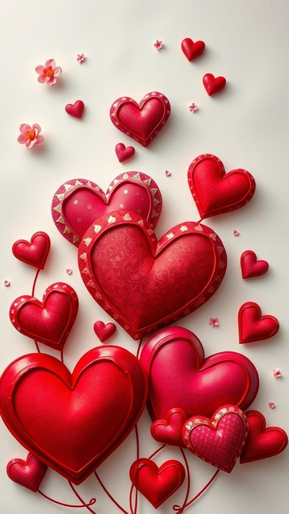 Vibrant Heart Pattern in Whimsical Style