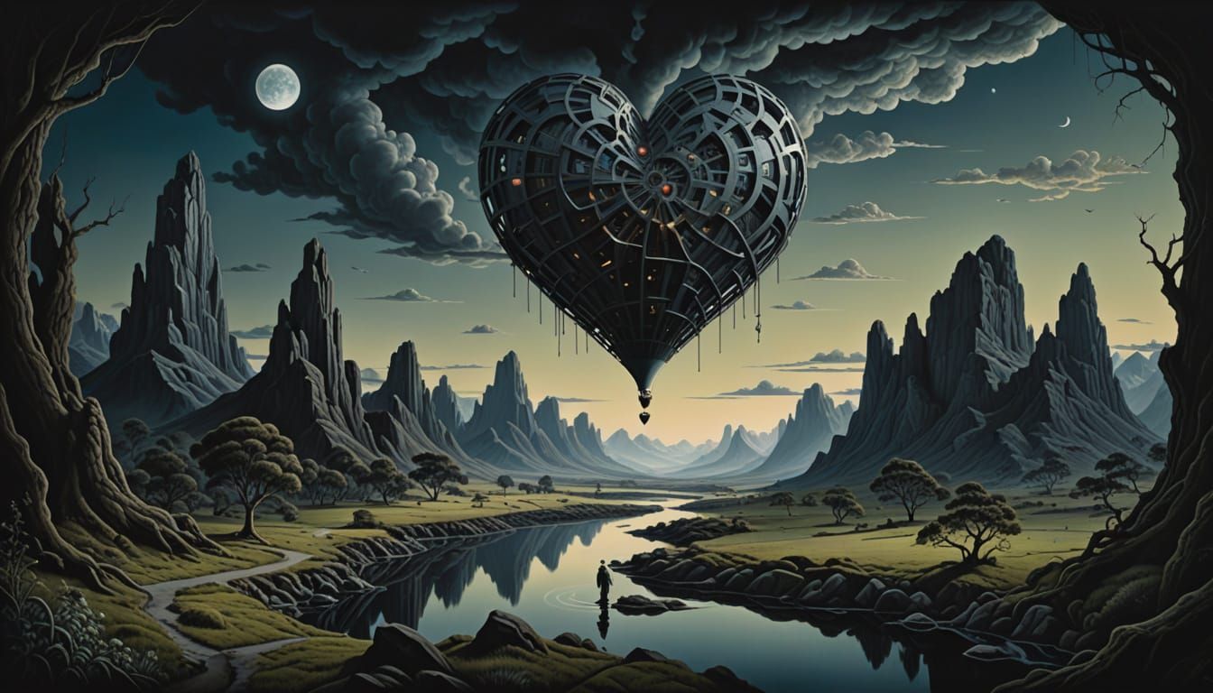 Surreal Metaphysical Art: Heart and Mind Contemplation