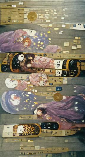 Emotional Farewell in Klimt-Inspired Art Nouveau Style