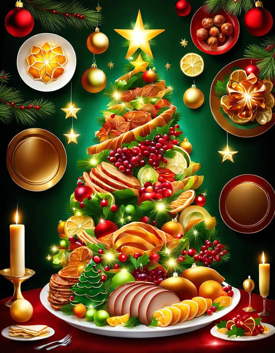 Christmas Dinner Tree with Shining Star